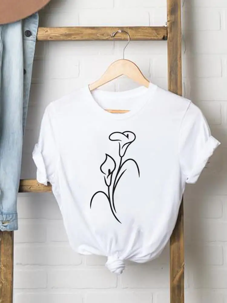 Camisetas femininas com estampa gráfica manga curta com decote O, tops femininos, estilo de tendência do arco, roupas anos 90, roupas populares, moda casual