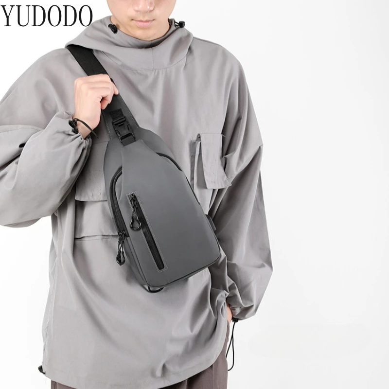 

YUDODO Mens Shoulder Bags Muliple Layer Chest Bag Adjustable Strap Solid Nylon Durable Sports Running Waist Bags