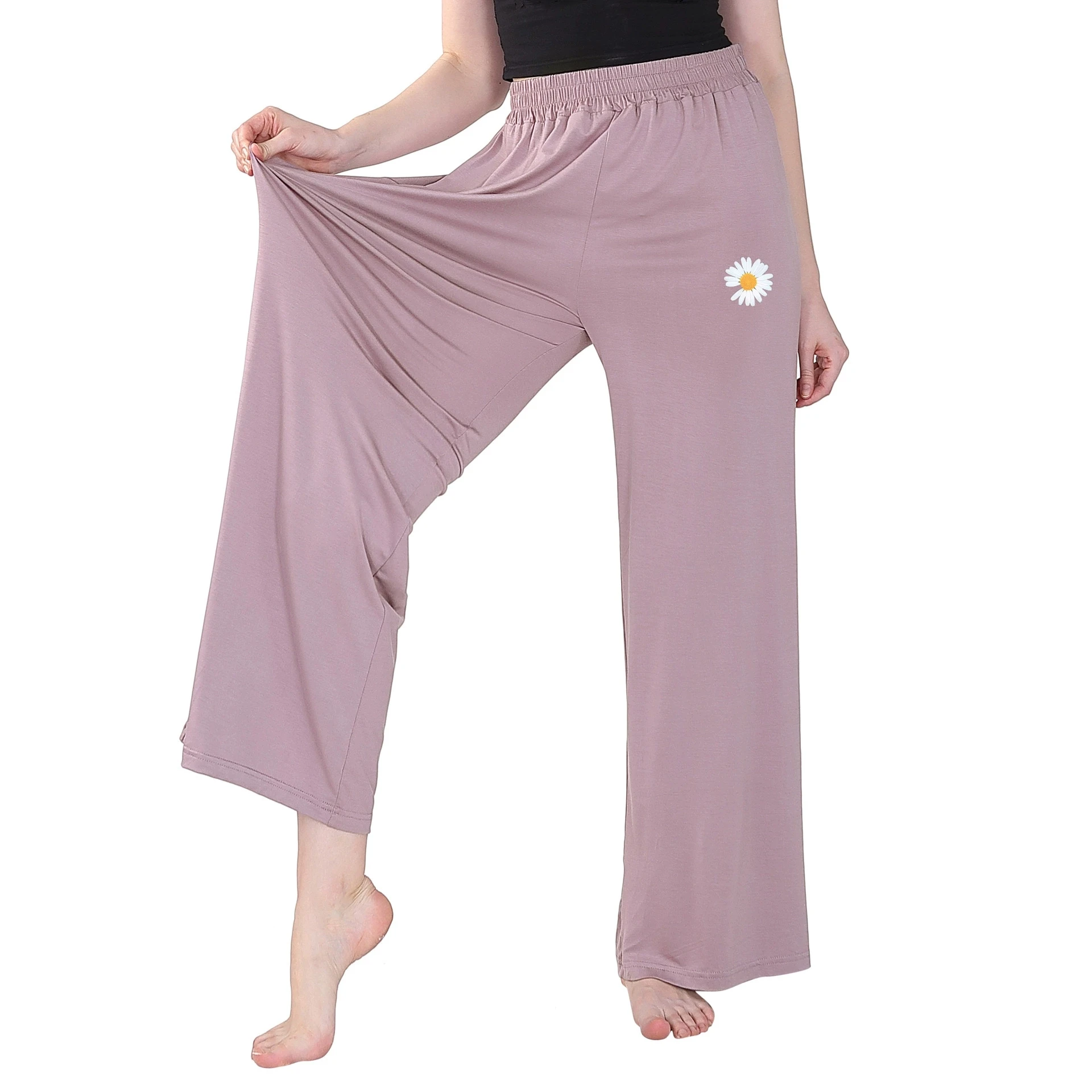 Women's Sleep Bottoms Daisy Print Cotton Comfortable Loose High-Waisted Plus Size 7XL Thin High Elastic Drape Pajamas Leggings