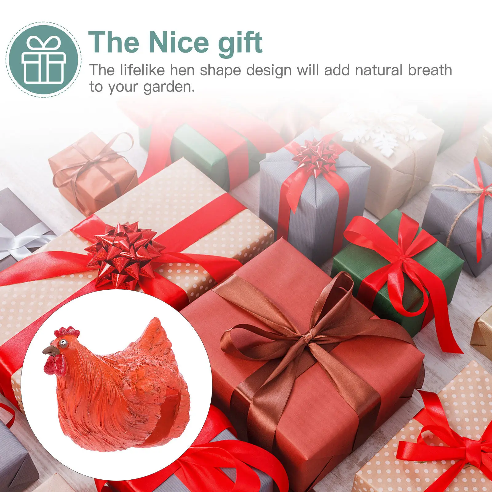 

1 шт. Декоративная садовая фигурка: реалистичная скульптура курицы из смолы для улицы, ландшафтного дизайна, двора, газона, дома, заднего двора