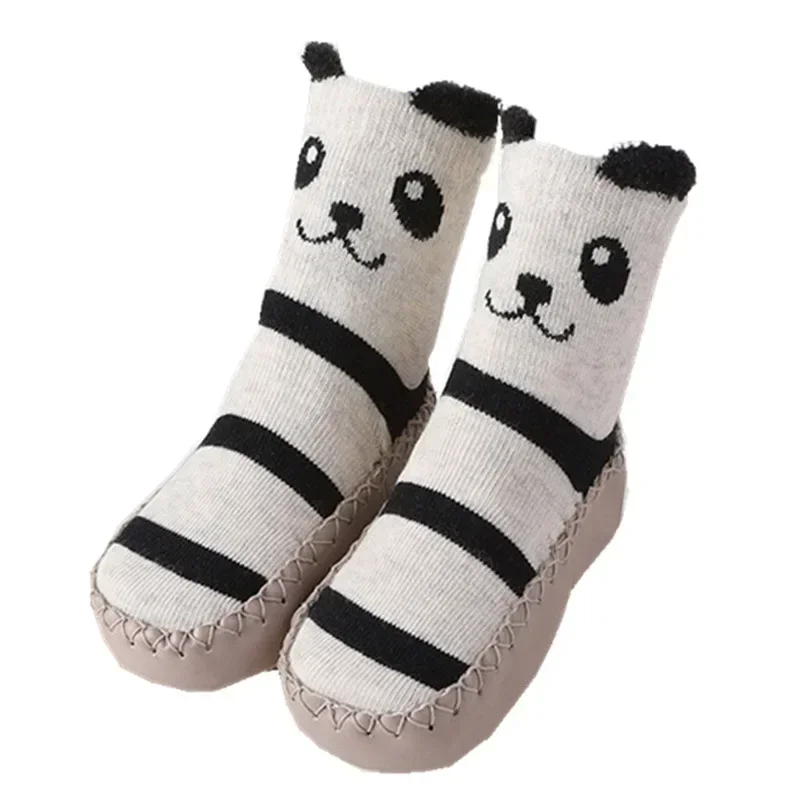 Calcetines de invierno con dibujos de animales para niños y niñas recién nacidos, zapatos bonitos para niños pequeños, calcetines de piso con suela