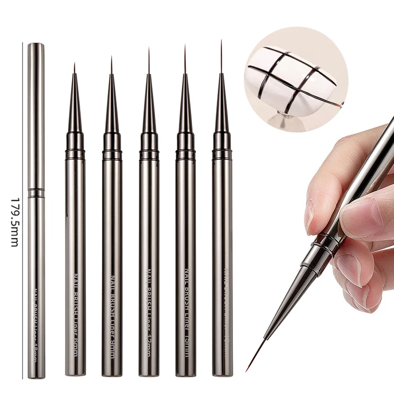 3Pcs/6Pcs/Lot Nail Liner Brush Set Metal Handle Stripe Lines Drawing Flower Pen Nail Tip Painting Dotting Tools Nail Art Supply