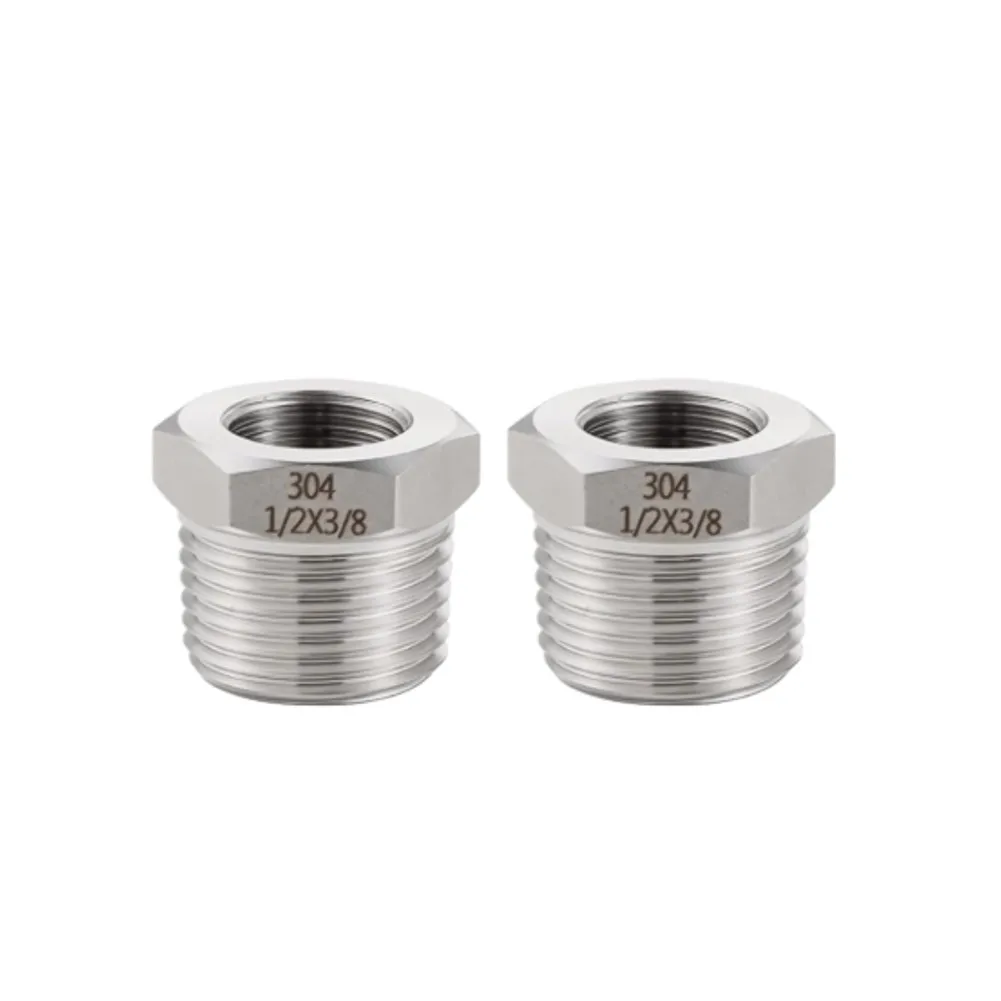 Stainless Steel Water Pipe Bushing Adapter 1/2 NPT to 3/8 Compression for Use with Sink Faucets Angle Valves and Supply Lines