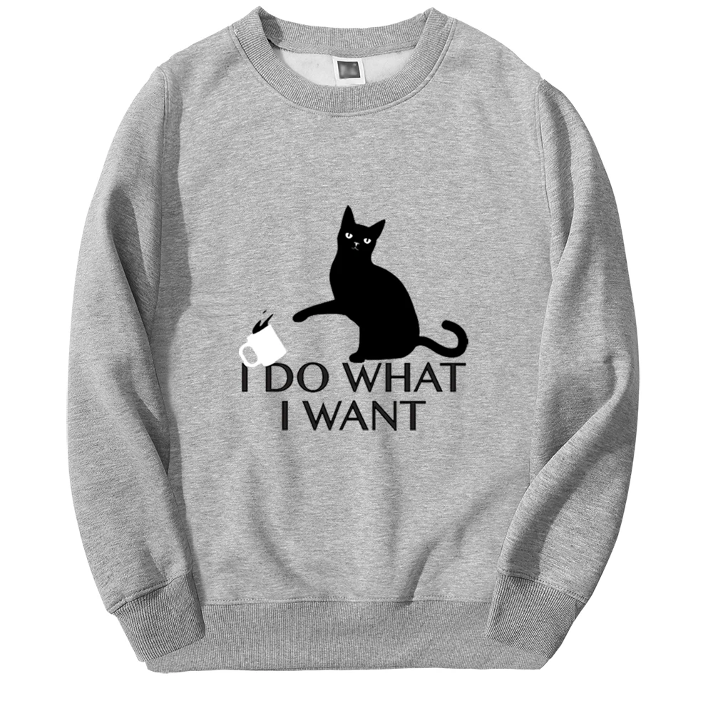 I Do What I Want Balck Cats Cute Kawaii Print Sweatshirt Hoody Streetwear 2022 Fashion Hoodies Sweatshirts Fleece Sportswear