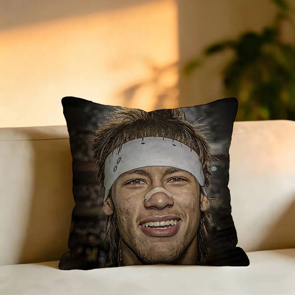 Football Star Neymar Jr Pillow Case Square Double-Sided Sofa Cushion Cover Bedroom Bedside Pillow