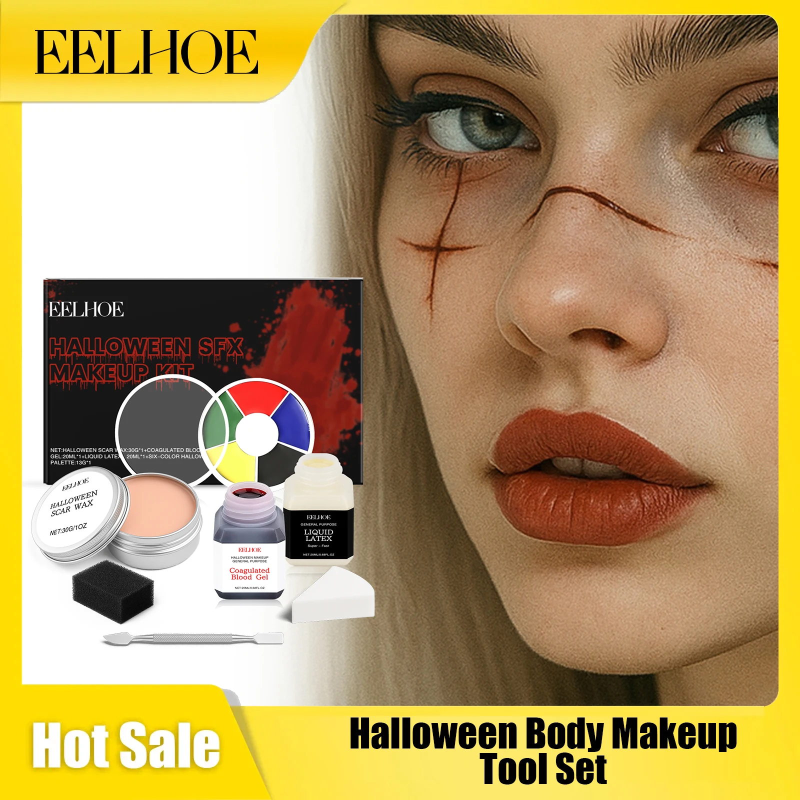

Eelhoe Halloween Body Makeup Tool Set Cosplay Make up Dazzling Art Party For Kids Adults Colorful Family Painting Cosmetic Kits