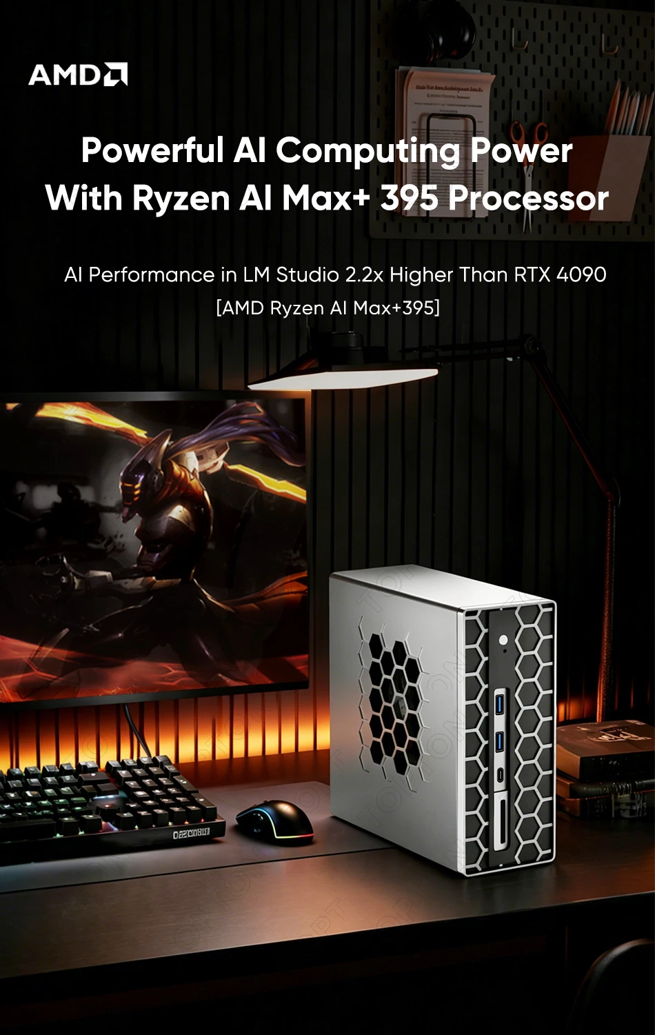 Topton AI Mini PC Gaming 128GB LPDDR5 AMD Ryzen AI Max+395 Radeon 8060S 4*M.2 NVMe Firewall NAS Computer Dual NIC 10G 2.5G WIFI7