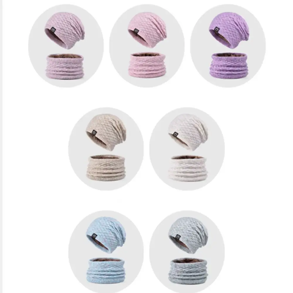 الرقبة أدفأ قبعات شتوية القبعات وشاح مجموعة الباردة برهان رشاقته المرأة الدافئة محبوك قبعة حماية الأذن يندبروف #6