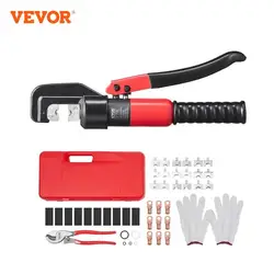 Vevor AWG12-2/0 Krimpgereedschap Koper En Aluminium Terminal Batterij Lug Hydraulische Crimper, Met Een Snijtang, Handschoenen