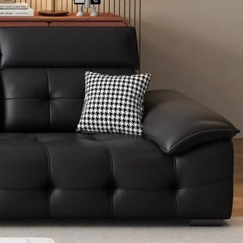 Leather Sectional Sofa Modern Straight Couch for Small & Large Living Rooms  Luxury Furniture