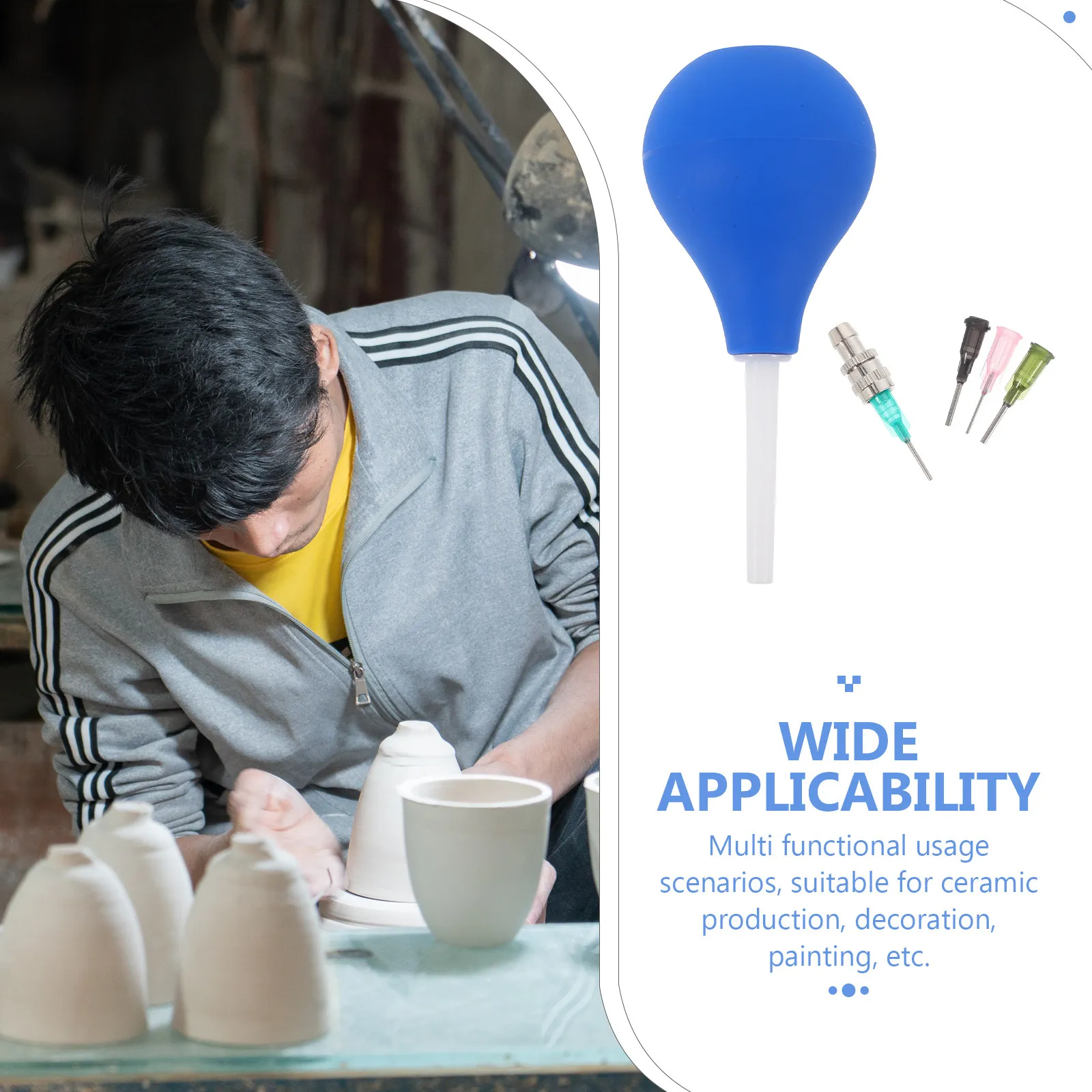 1Set Pottery Supplies Blue Ceramic Precision Applicator Slip Trailing Squeeze Bottle Clay Modeling Tools Set Clay Needle
