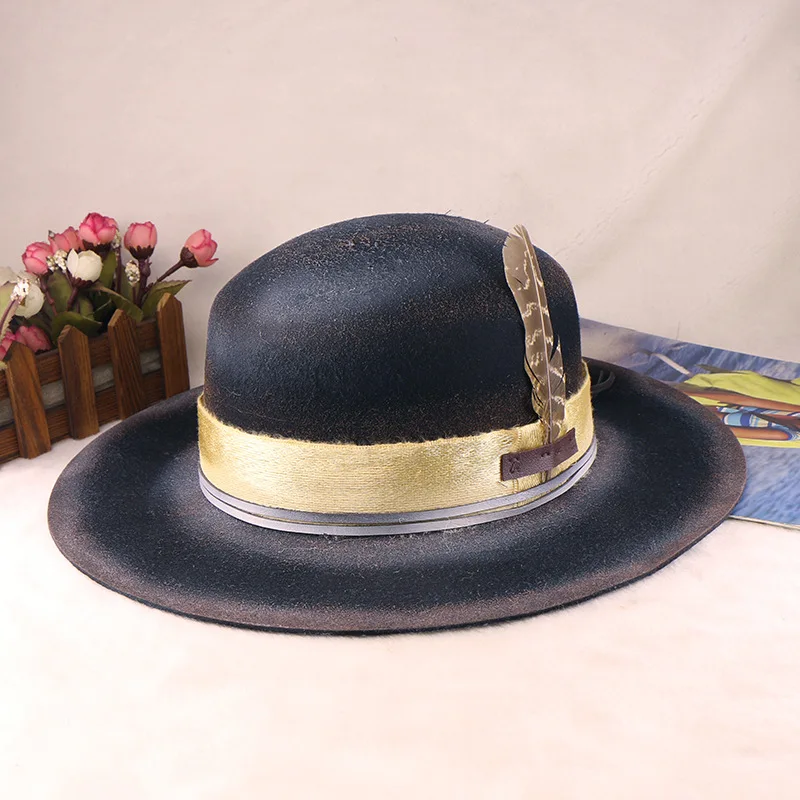 Independent Station Autumn And Winter Hot Sale New Woolen Jazz Felt Cap Vintage Pirate Captain Hat