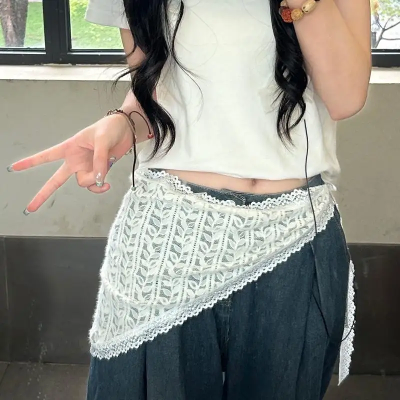 

Triangle Short Skirt Half Skirt Butt Curtain Skirt Lace Trim Small Apron Soft Lace Stacked Ins Style Korean Headscarf