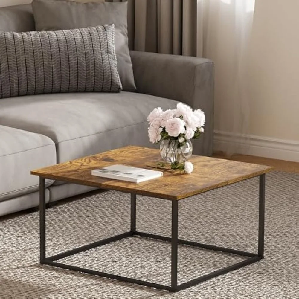 Small Coffee Table for Living Room,Modern Wood Coffee Table,Low Square Center Table Easy Assembly,23.6 x 23.6 x 16.3 Inches