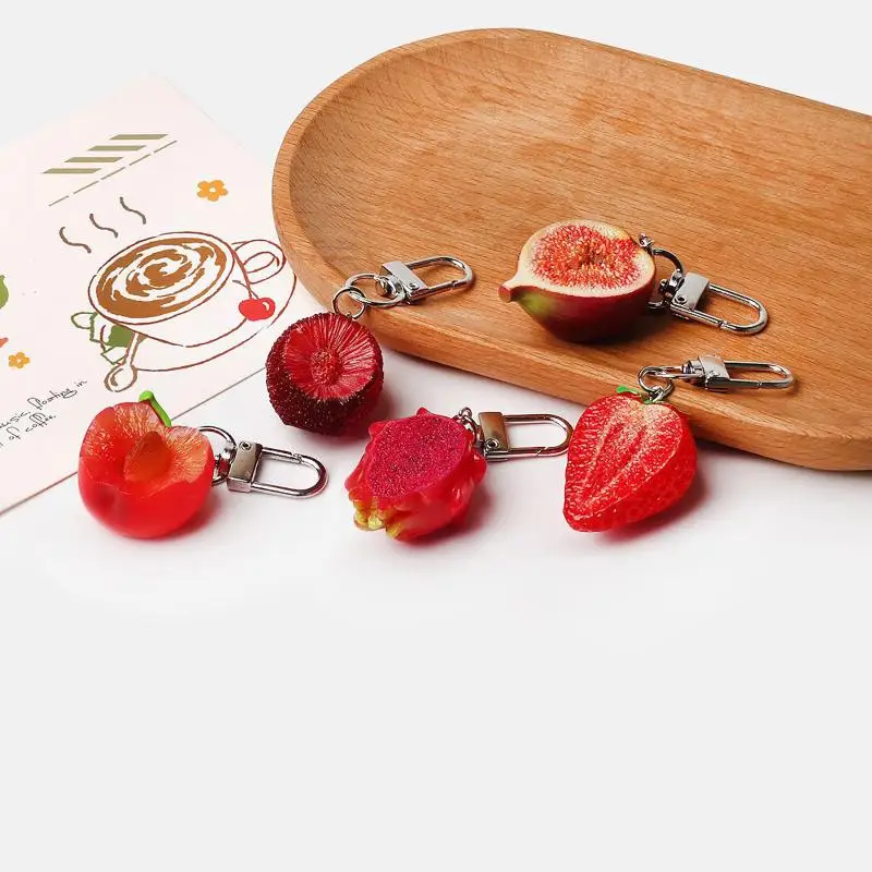 Cute Fruit Bag Pendant Cute Sweet Keychain Realistic Fruit Keychain Sweet Half Cut Fruit Keychain For Luggage Gift For Teen