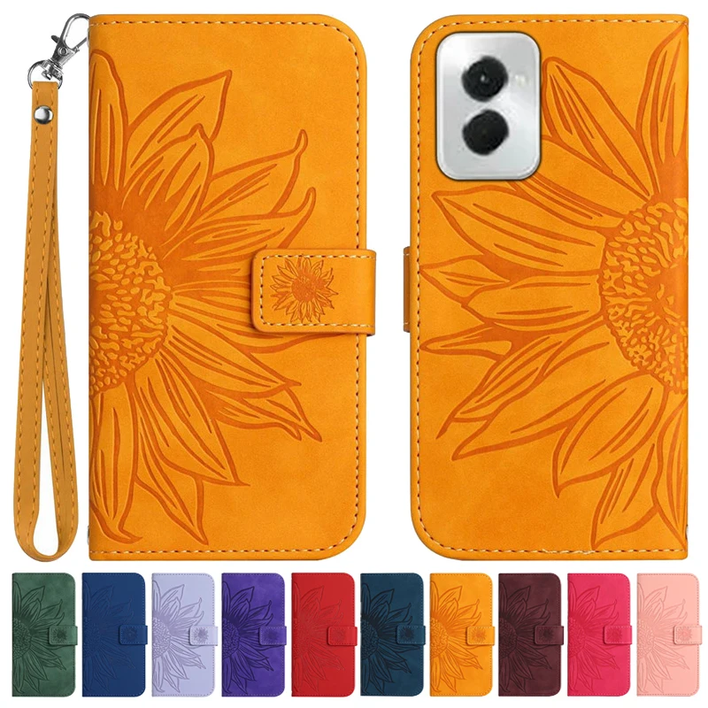 Sun Flower Flip Cover Case on For Motorola MOTO G Stylus Power 5G MotoG Play 2024 2023 4G Gplay Leather Case Pattern Phone Shell