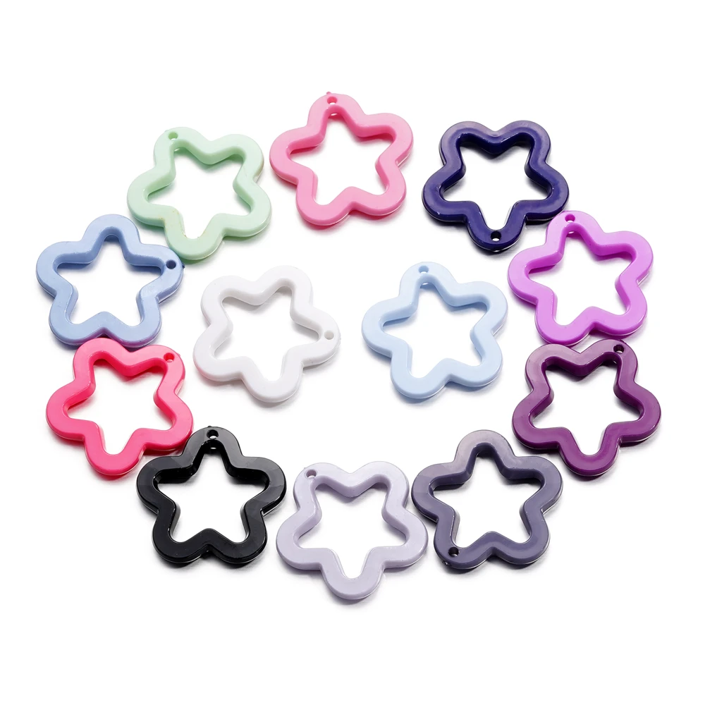 10Pcs/Lot Colorful Small Five-pointed Star Charm Acrylic Pendants For Jewelry Making DIY Bracelet Necklace Earrings Handmade