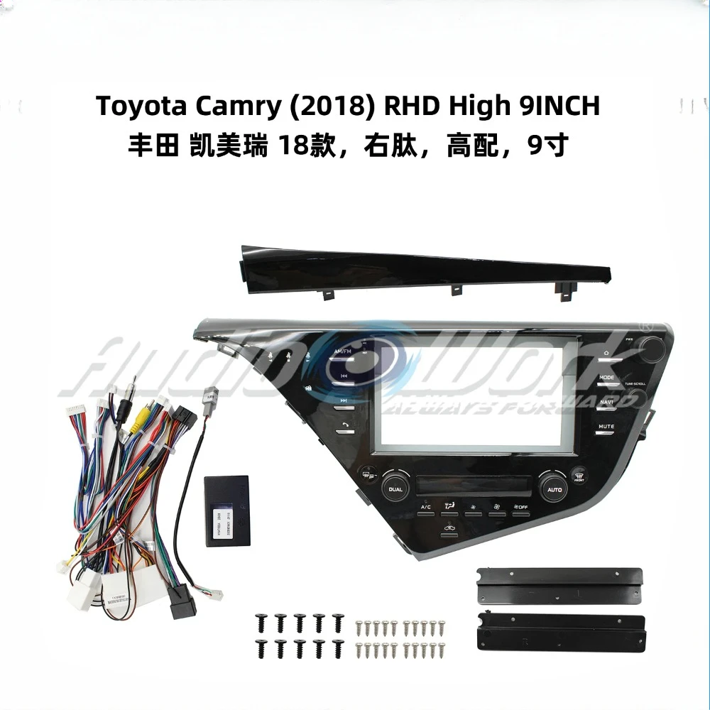 Car accessories 9 Inch Fascia For TOYOTA CAMRY RHD 2018 Car Radio Stereo GPS Android Player 2Din Head Unit Panel Dash Install