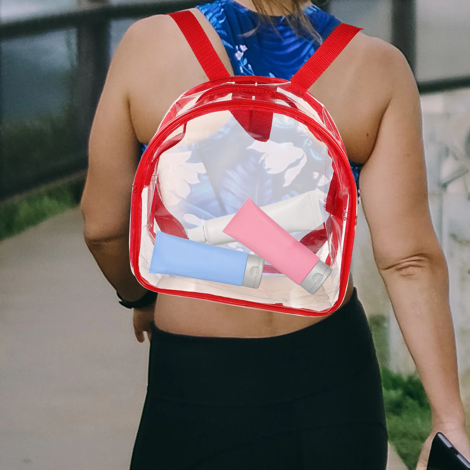

Clear Backpack Heavy Duty Transparent PVC Durable Lightweight Shoulder Bag for Stadium Approved Small Festival Backpack