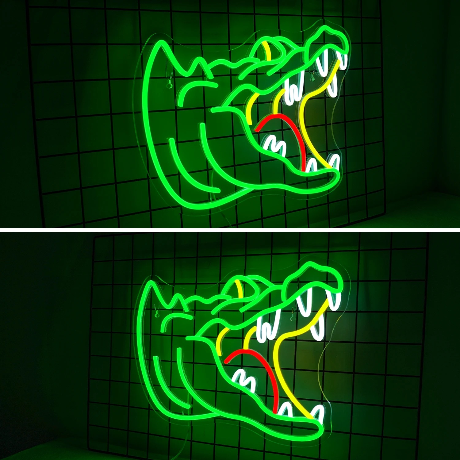 Groene Krokodil Neon Led Bord Lampjes Super Cool Kamer Decoratie Voor Slaapkamer Party Bar Club Nachtlampje Dimbaar Usb Wandlamp