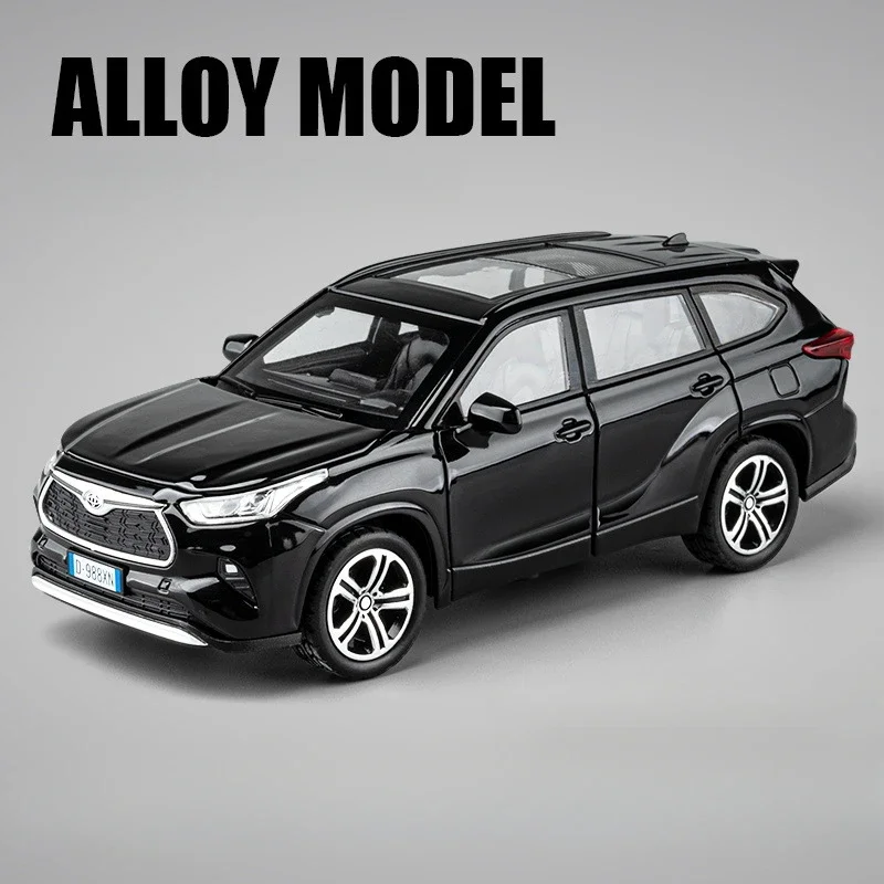 

1/32 Highlander SUV Car Model Toy Zinc Alloy Diecast High Simulation Off Road Vehicles with Light Music Pull Back Toys for Child