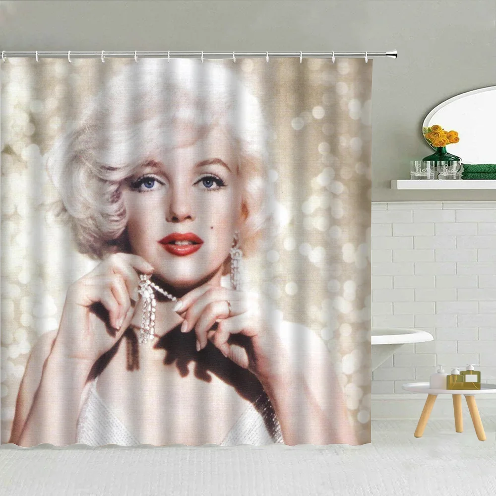 M-Marilyn Monroe Bathroom Shower Curtain Waterproof Folding Partition Bathrooms and Accessories Bath Things Curtains the Showers