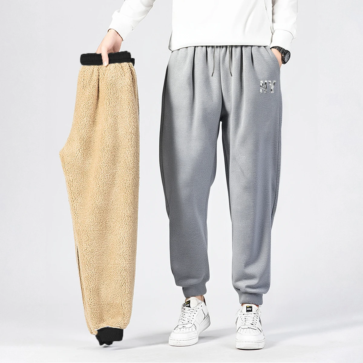 

Мужские флисовые брюки с буквенным принтом Нью-Йорка — уютная зимняя одежда с дизайном в городском стиле для комфорта отдыха в городском стиле