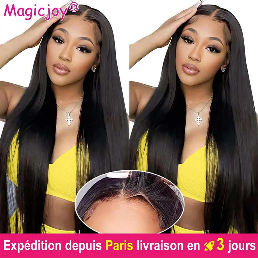 MagicJoy Glueless Brazilian Wigs Human Hair Pre Plucked 5x5 4x6 Straight Lace Front Wigs Human Hair with Baby Hair 180% Density