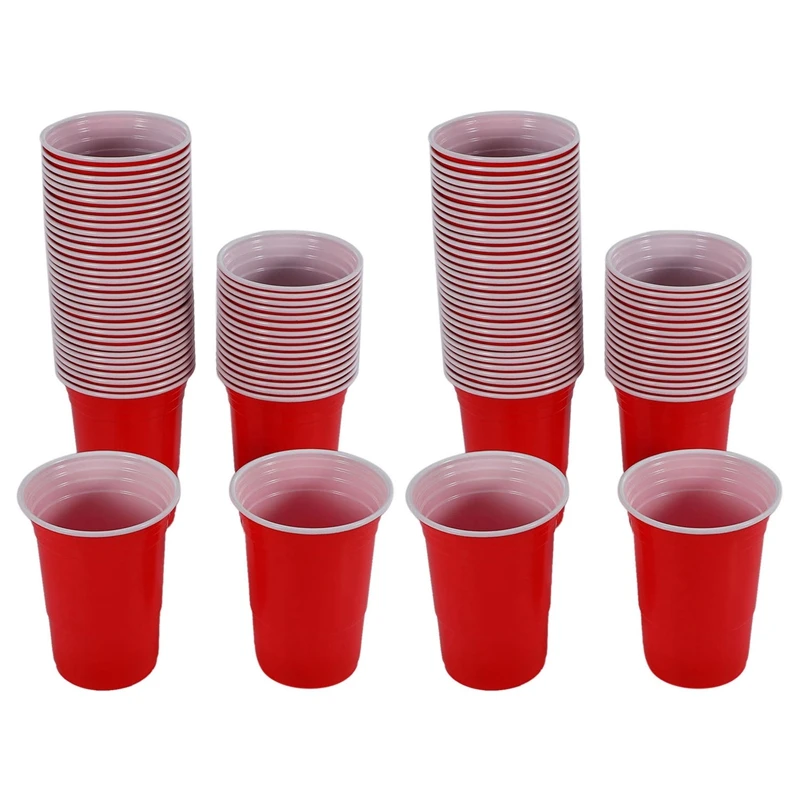 

Retail 100Pcs/Set 450Ml Red Disposable Plastic Cup Party Cup Bar Restaurant Supplies Household Items For Home Supplies