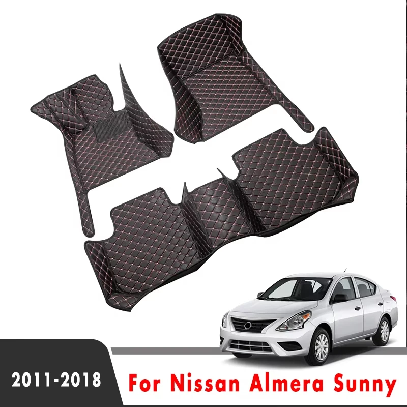 Custom Car Floor Mats For Nissan Almera Sunny Versa 2018 2017 2016 2015 2014 2013 2012 2011 Carpets Auto Styling Interior Access