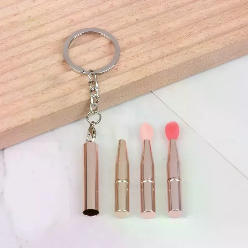 1pc portátil escova labial de silicone com chaveiro macio multifuncional aplicador de bálsamo labial batom lipgloss pincéis de maquiagem