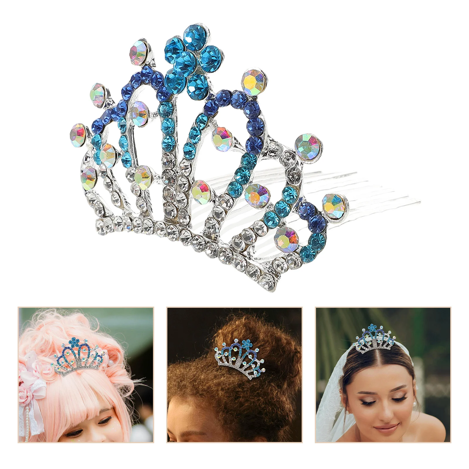 

Waterfall Rhinestone Crown Headpiece Gradient Crystal Hair Comb Bridal Wedding Accessory Women Party Prom Flower Girl