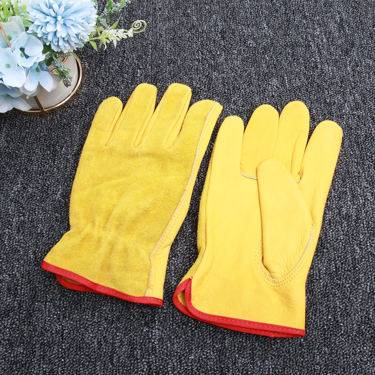 

Anti-Puncture Garden Work Gloves Cowhide Protective Handwear for Gardening Repair Driving Welding Reusable Safety Gear