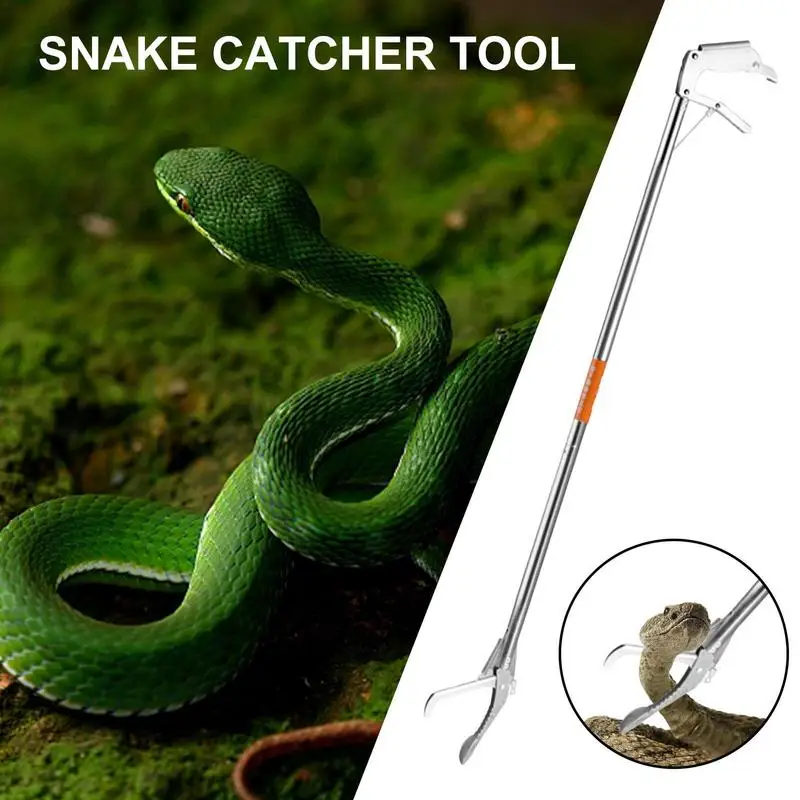 

1.2M Professional Snake Tongs Heavy Duty Snake Catcher Metal Clamp Grabber Wide Jaw Catching Foldable Snake Trapping Tool