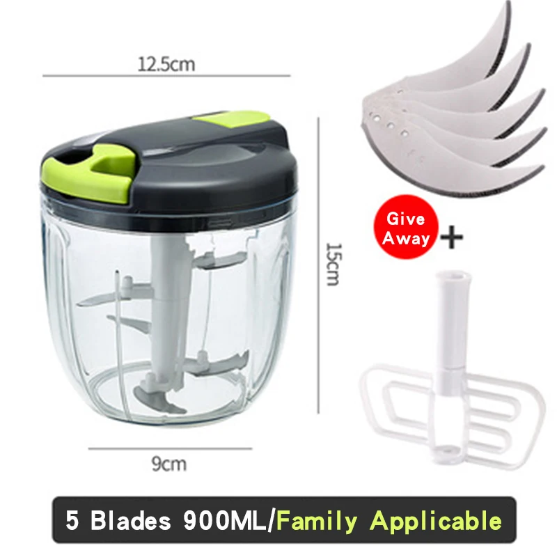 Manual Meat Grinder Hand-pulled Vegetable Cutter 500ml/900ml Kitchen Tools Hand Mixer Chop Meat Fruit Vegetable Wist Shredder