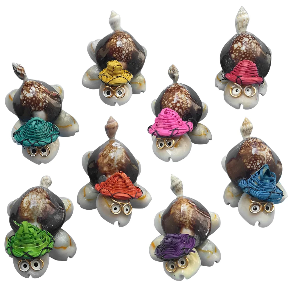 8 Pcs Conch Shell Ornaments Turtle Tortoise Desktop Sculpture Realistic Figurines Decoration Small Size