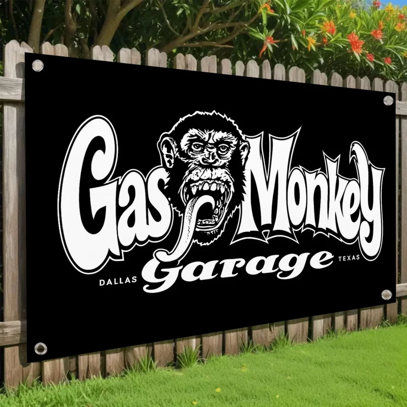 1 pièce, 2Dflat, drapeau de garage Gas Monkey, design tête de gorille rétro, polyester, pour jardin extérieur, décoration intérieure et extérieure, wsj