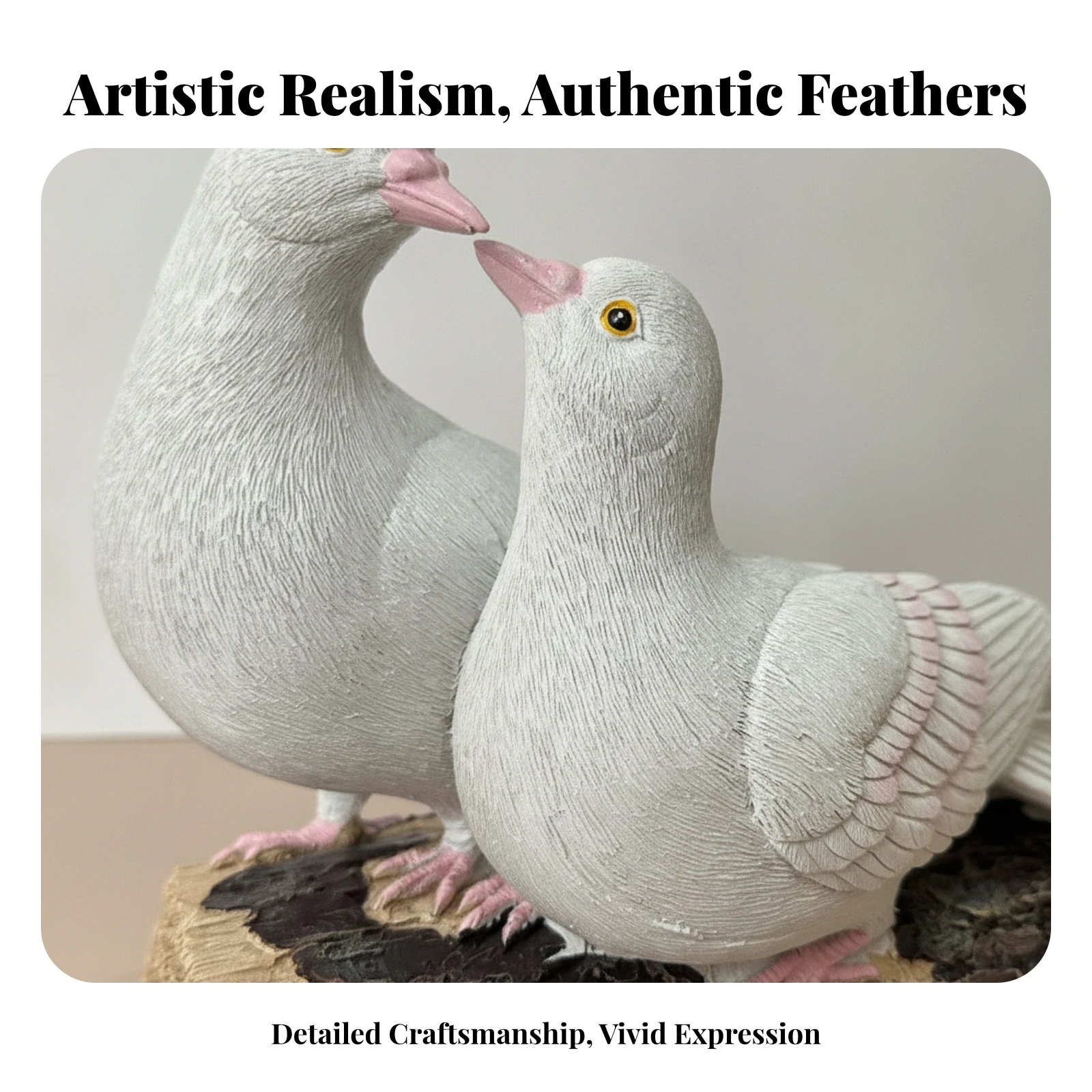 Bark-Like House Decoration Decorative Hand-Painted Resin Dove Statue Home Decor Dove Figurine Pair for Courtyard, Garden