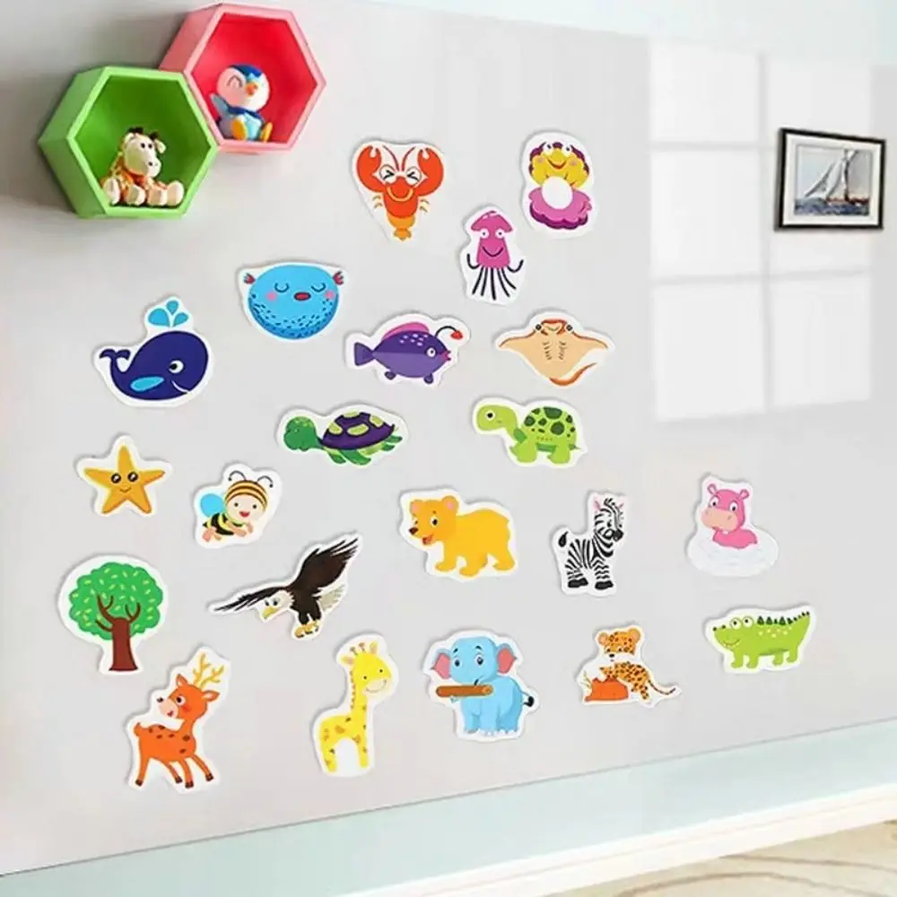 12Pcs colorful Fridge Magnet Creative Cartoon 3D Stickers Toys Mix Ocean Animals Wooden
