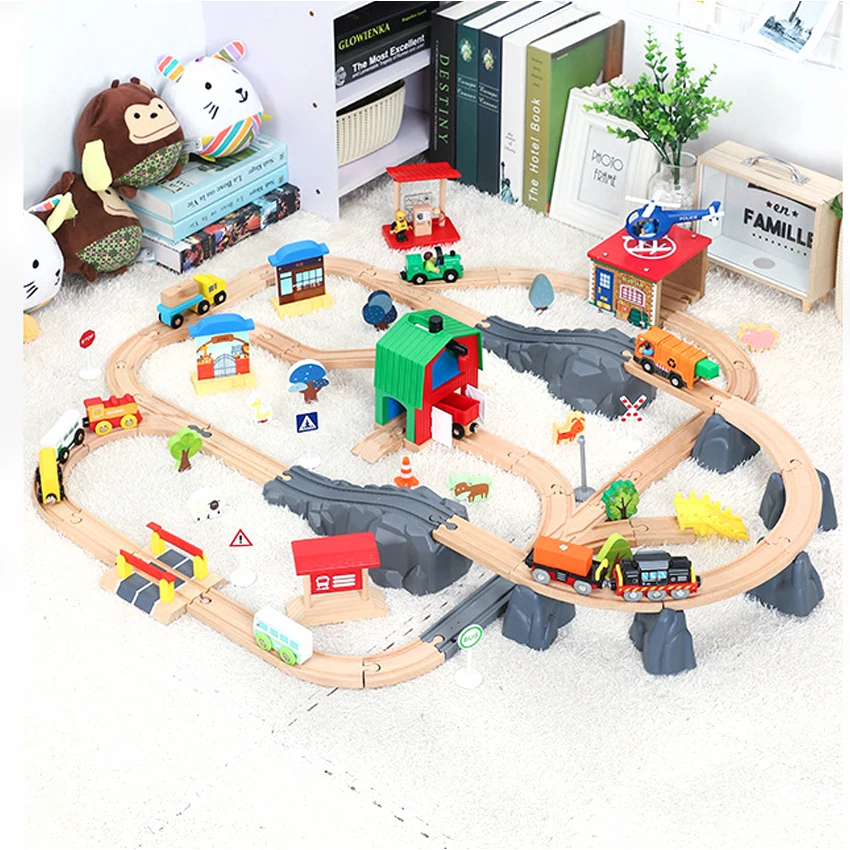 Farm Transport Track Set Train Track and Car Train Electric Car Children\'s Puzzle Toys Gift Compatible with Wooden 1:64 Pd09