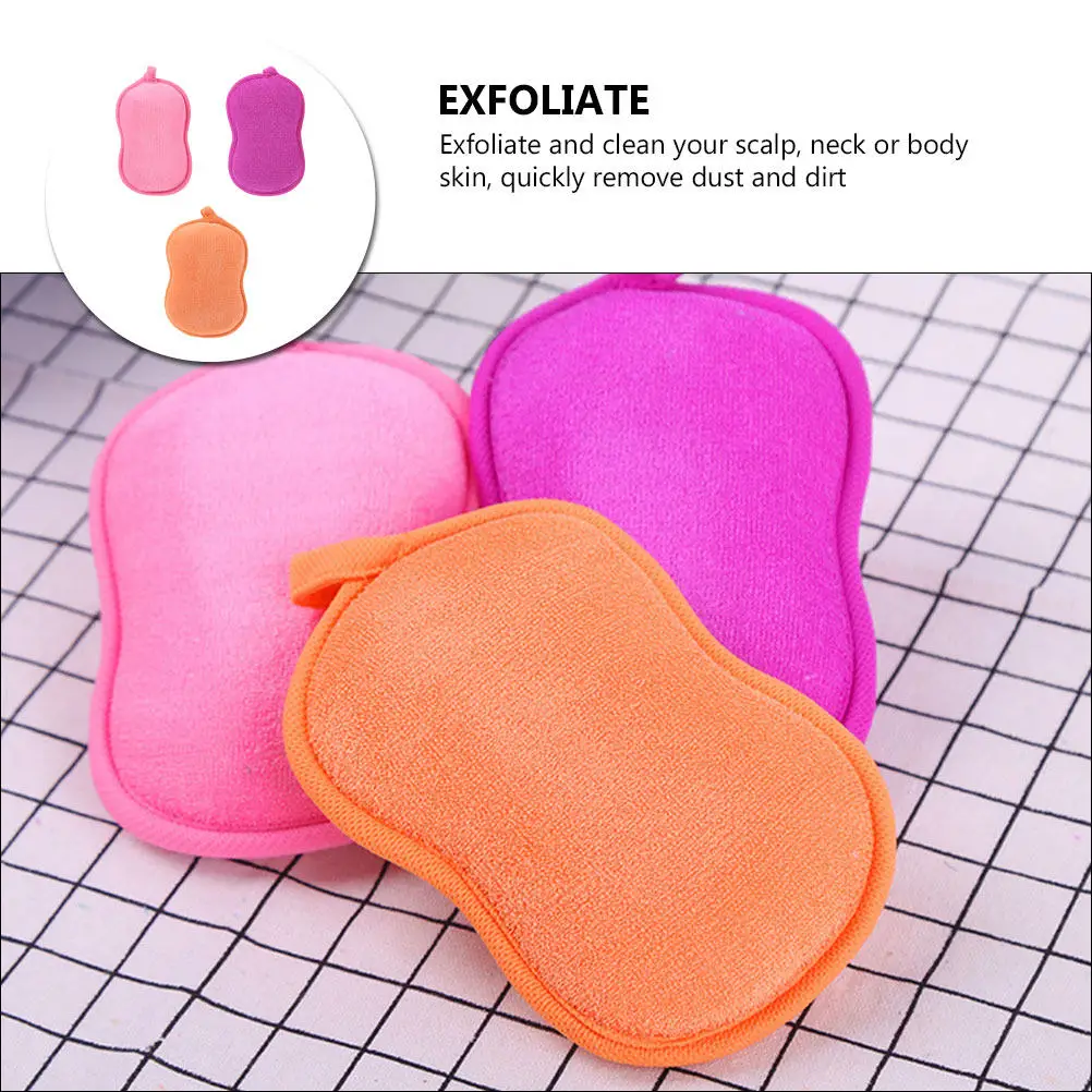 

3Pcs Peanut Shape Exfoliating Shower Sponge for Baby Kids Body Scalp Neck Massage Scrubbing Gentle Skin Cleansing Bath Tool