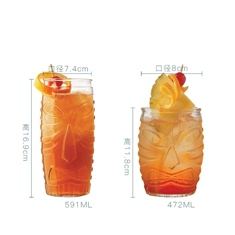 Bar Grimace Cocktail Glass Thickened Totem Glass Tiki Cup Halloween Grimace Drink Juice Glass Hawaii Drinkware Bar Gifts