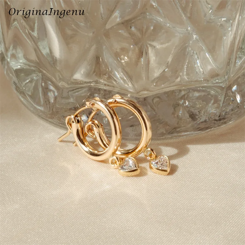 14K Gold Filled Tiny Heart CZ Hoop Earrings Tarnish Resistant Dainty  Earrings For Women Waterproof Hoop Jewelry