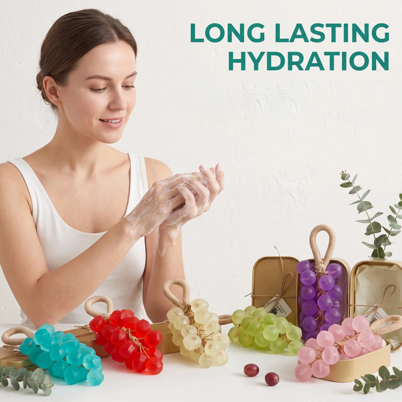 Handmade Gem Grape Soap Collection Gentle Cleansing Moisturizing Hydrating Repair Dryness Hand & Body Wash Decor Bath Soap 1pc