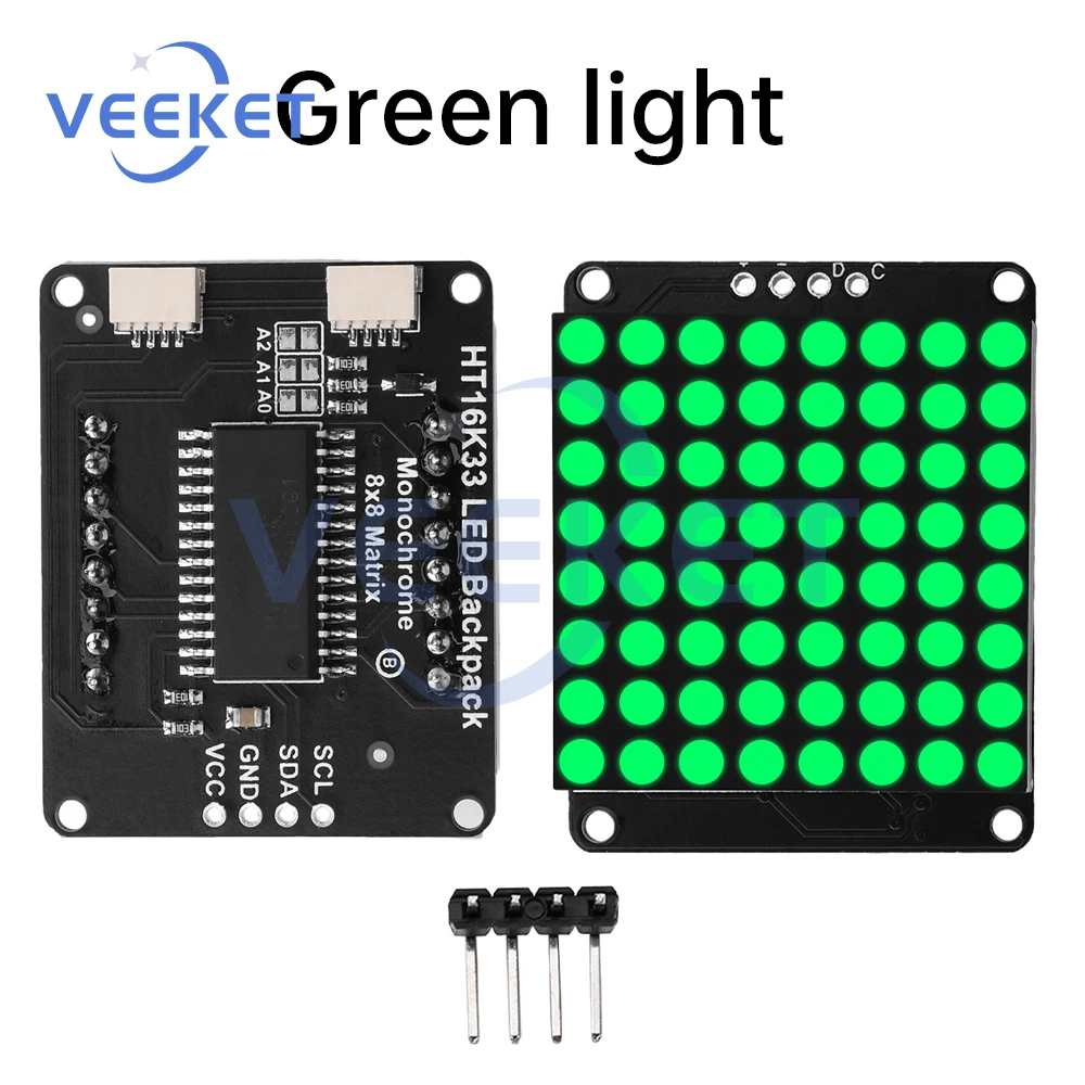 Módulo de pantalla de matriz de puntos LED de cátodo común, controlador Ht16K33, interfaz I2C, 8x8