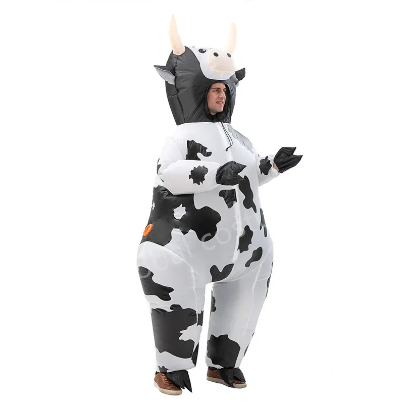 Disfraz inflable de vaca para Cosplay, ropa divertida de animales para hombre y mujer, fiesta de carnaval, espectáculo, Día de Acción de Gracias, vacaciones, vestido elegante CMM