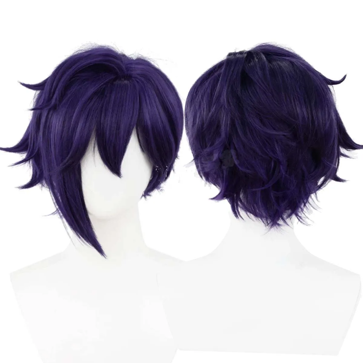 Game Stardew Valley Sebastian Cosplay Wig Dark Purple Short Spiky Wig Heat Resistant Synthetic Hair Halloween Party Props