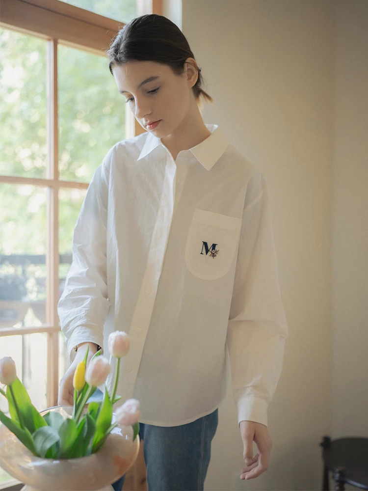 

Винтажная длинная куртка-жакет из высококачественного хлопкового вельвета Marchnoon, белая, с вышивкой, свободного кроя, для женщин