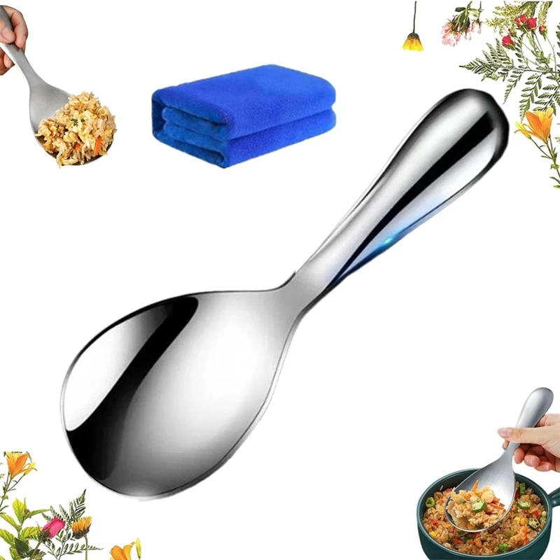 Spoon Stainless Steel Rice Spoon Thick Non-Stick Household Non-Stick Rice Stainless Steel Spoon Kitchen Utensils