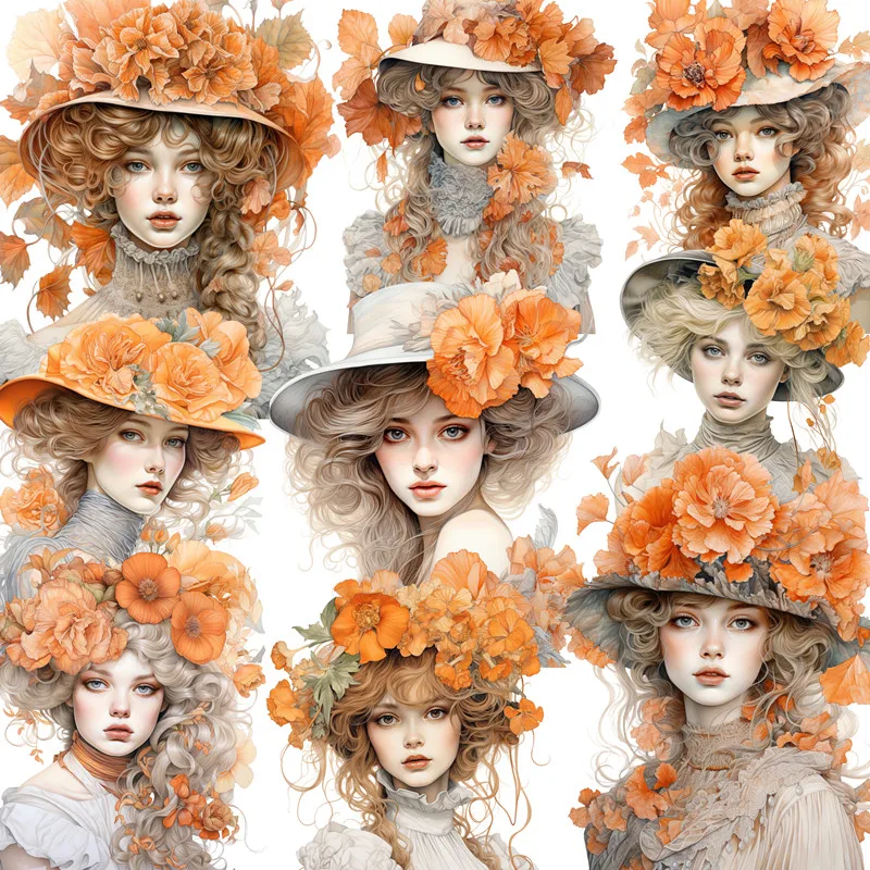 

Flower Hat Girl Stickers Crafts And Scrapbooking stickers kids toys book Decorative sticker DIY Stationery